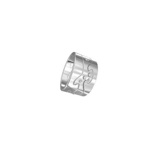 Georg Jensen Fusion ring, 2 end rings white gold, 1 center ring white gold with diamonds