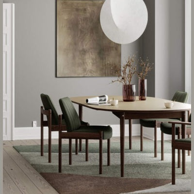 Ry Dining Chair with arms, Oak, Green