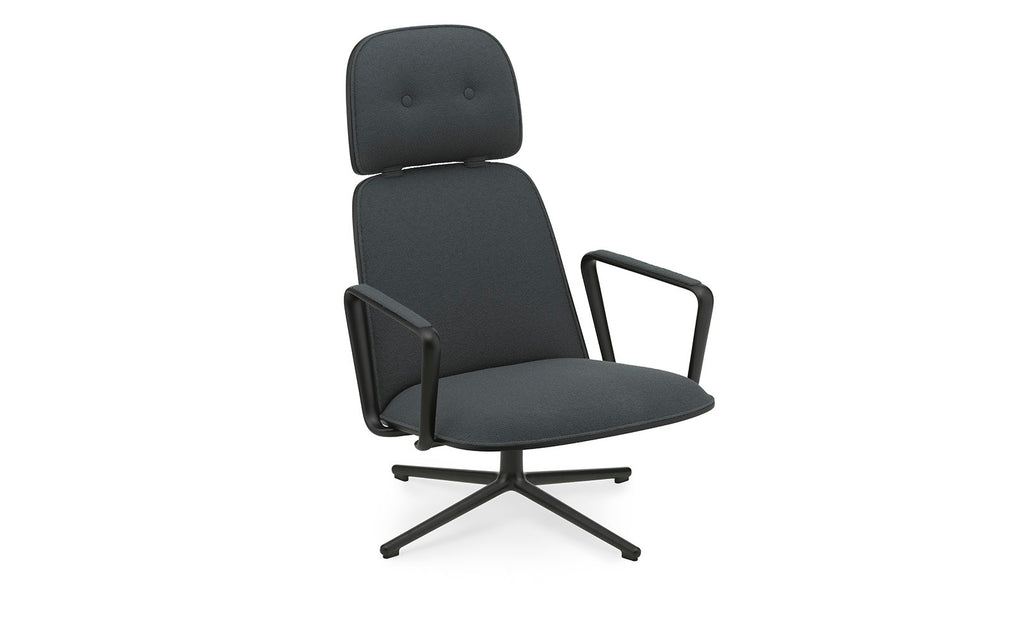 Pad Lounge Chair High Swivel Black & Black Alu