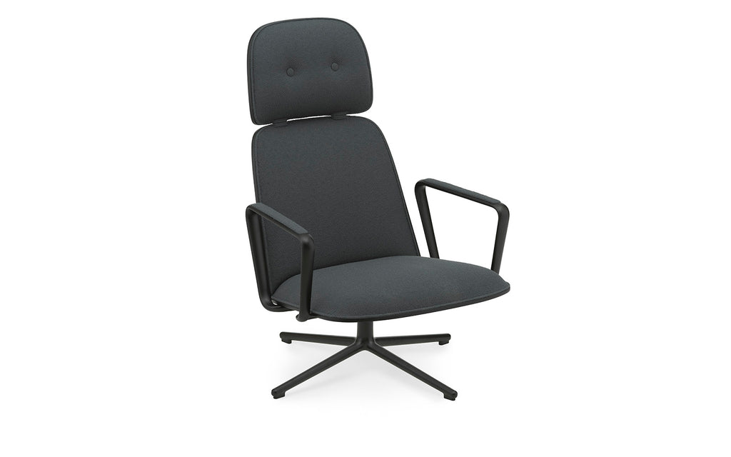 Pad Lounge Chair High Swivel Black & Black Alu