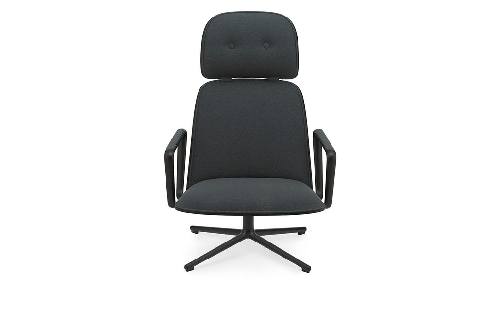 Pad Lounge Chair High Swivel Black & Black Alu