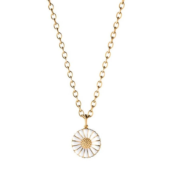 Daisy Pendant GP white enamel 18mm