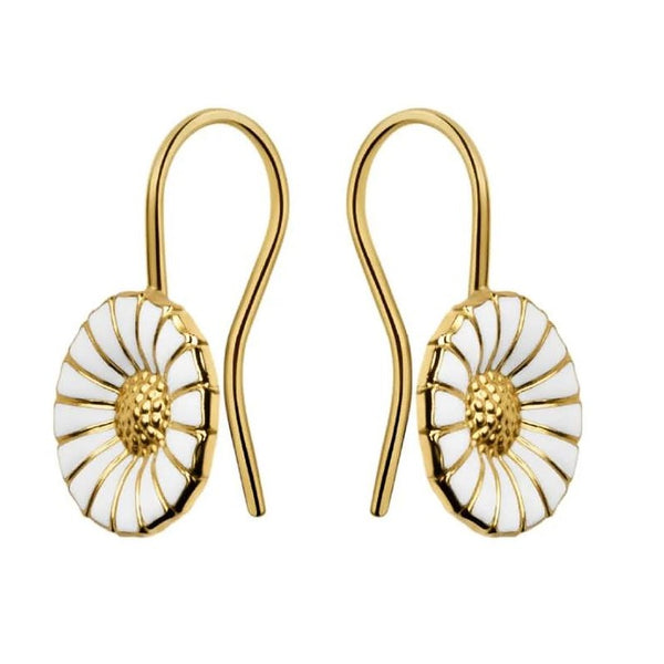 Daisy Earhooks silver GP white enamel