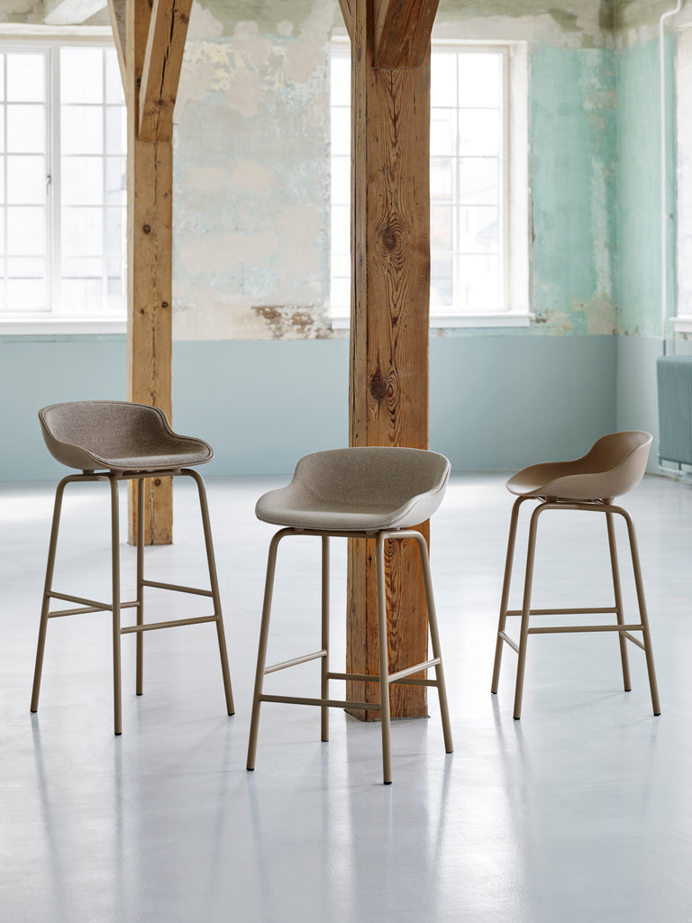Hyg Barstool 65 cm Front Upholstery (White & White Steel)