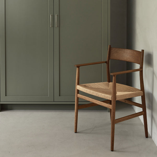 ARV Chair with Arms - smoked, weaved seat with solid back