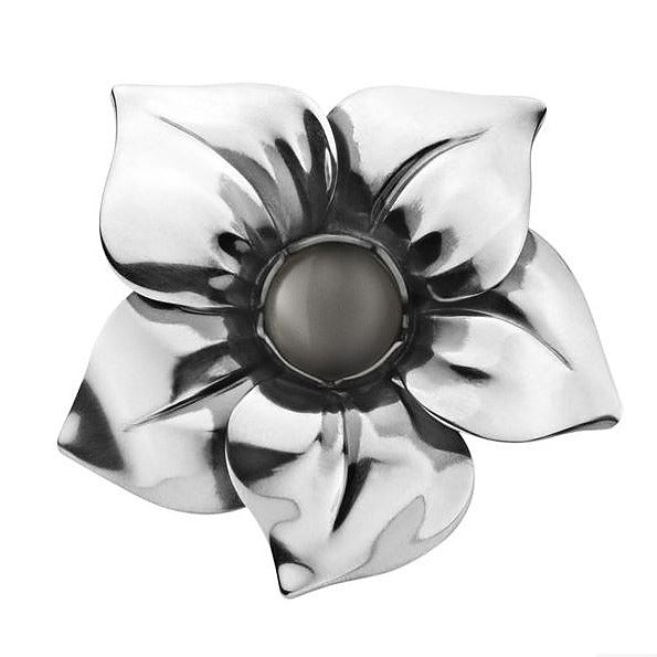Flower Ring 564A Black Agate Size 54