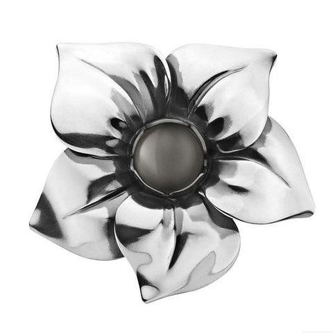 Flower Ring 564A Black Agate Size 54
