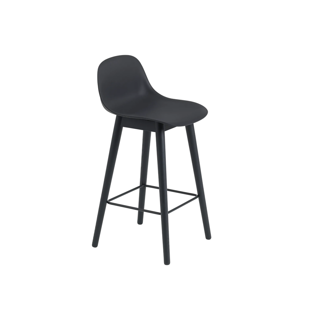 Fiber Counter Stool Wood Base Black