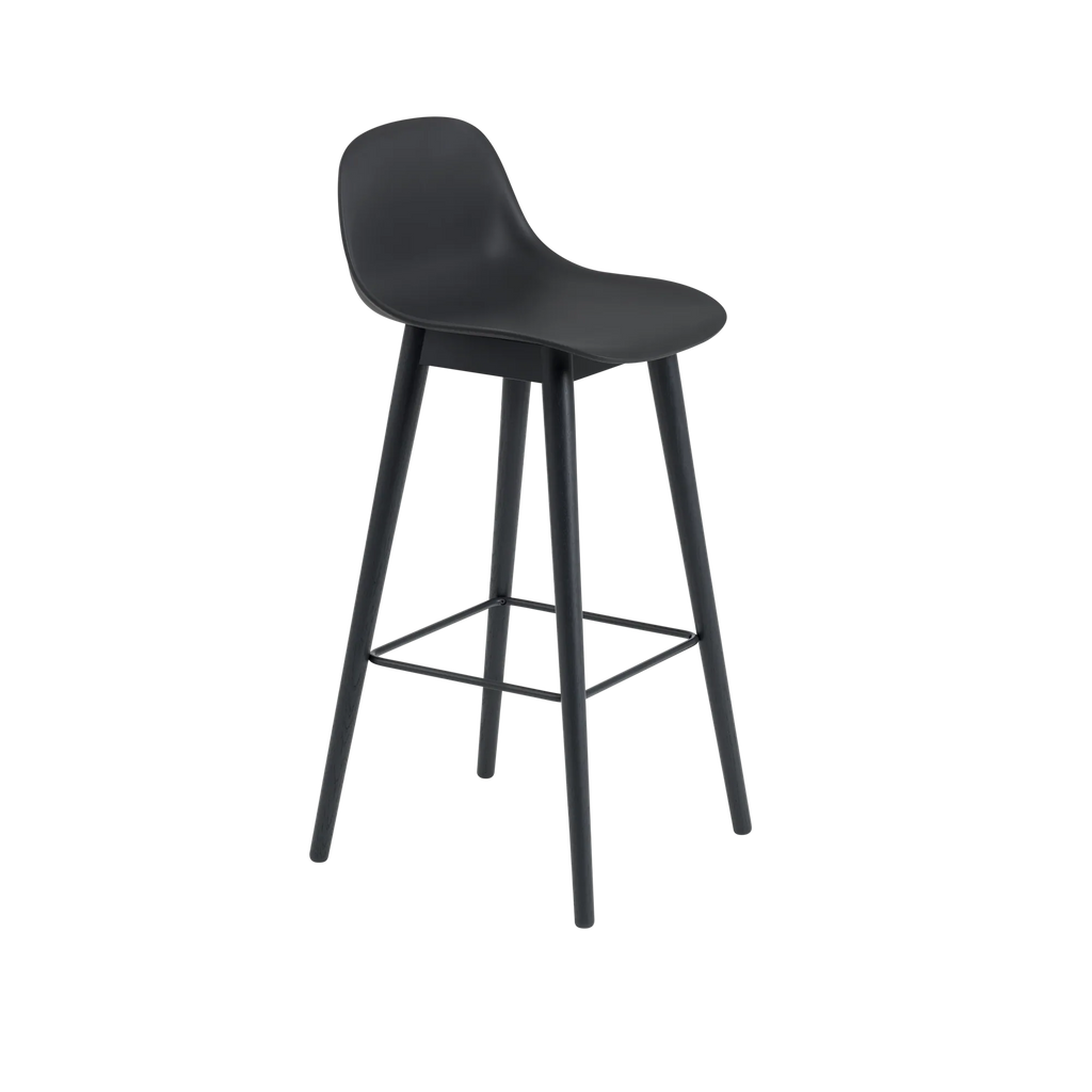 Fiber Bar Stool Wood Base Black