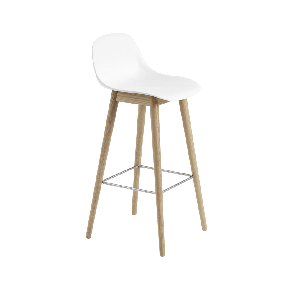 Fiber Bar Stool Wood Base Natural White Oak