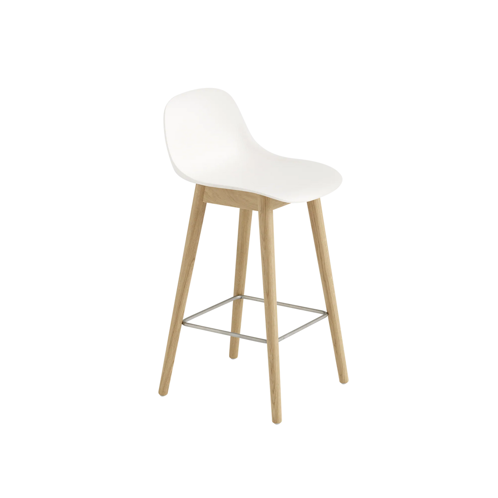 Fiber Counter Stool Wood Base Natural White Oak