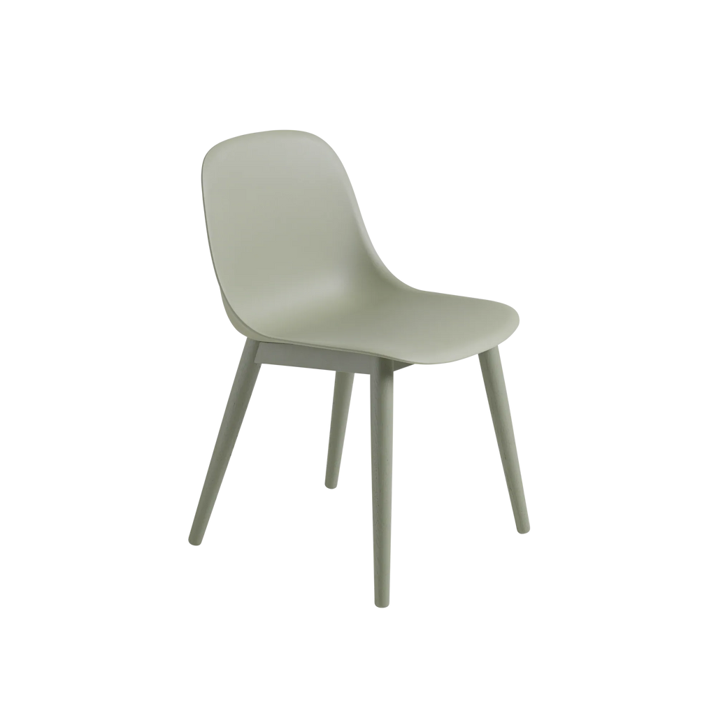 Fiber Side Chair Wood Base Dusty Green
