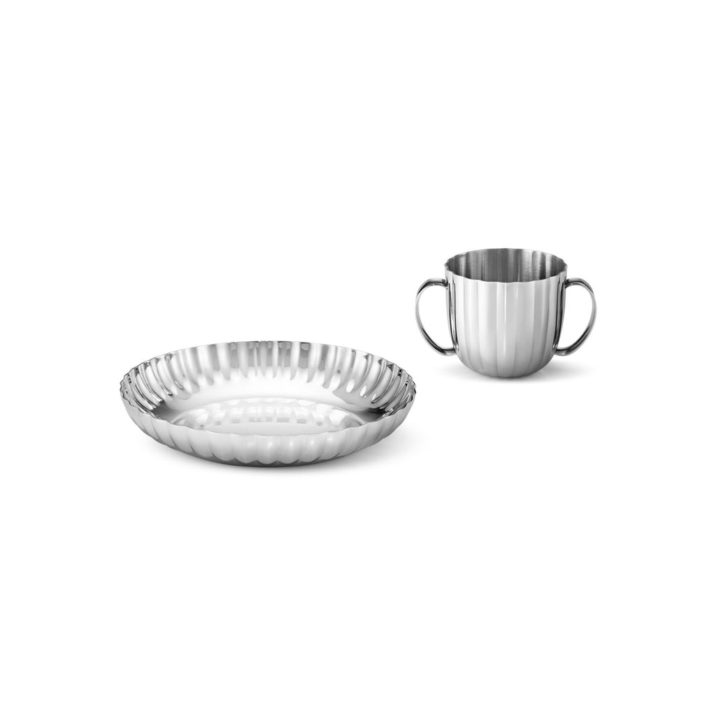 Georg Jensen Bernadotte Child Set, Deep Plate and Cup, 2 Pcs