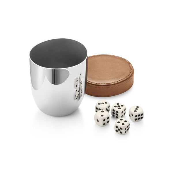 Georg Jensen Sky Dice Travel Cup & 5 Dice, Leather & Stainless Steel