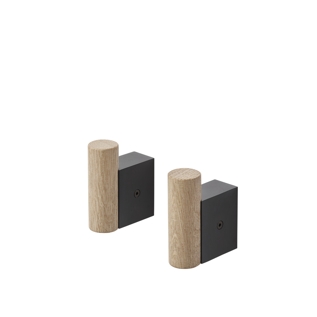 Muuto Attach Coat Hook Oak/Black – Set of 2