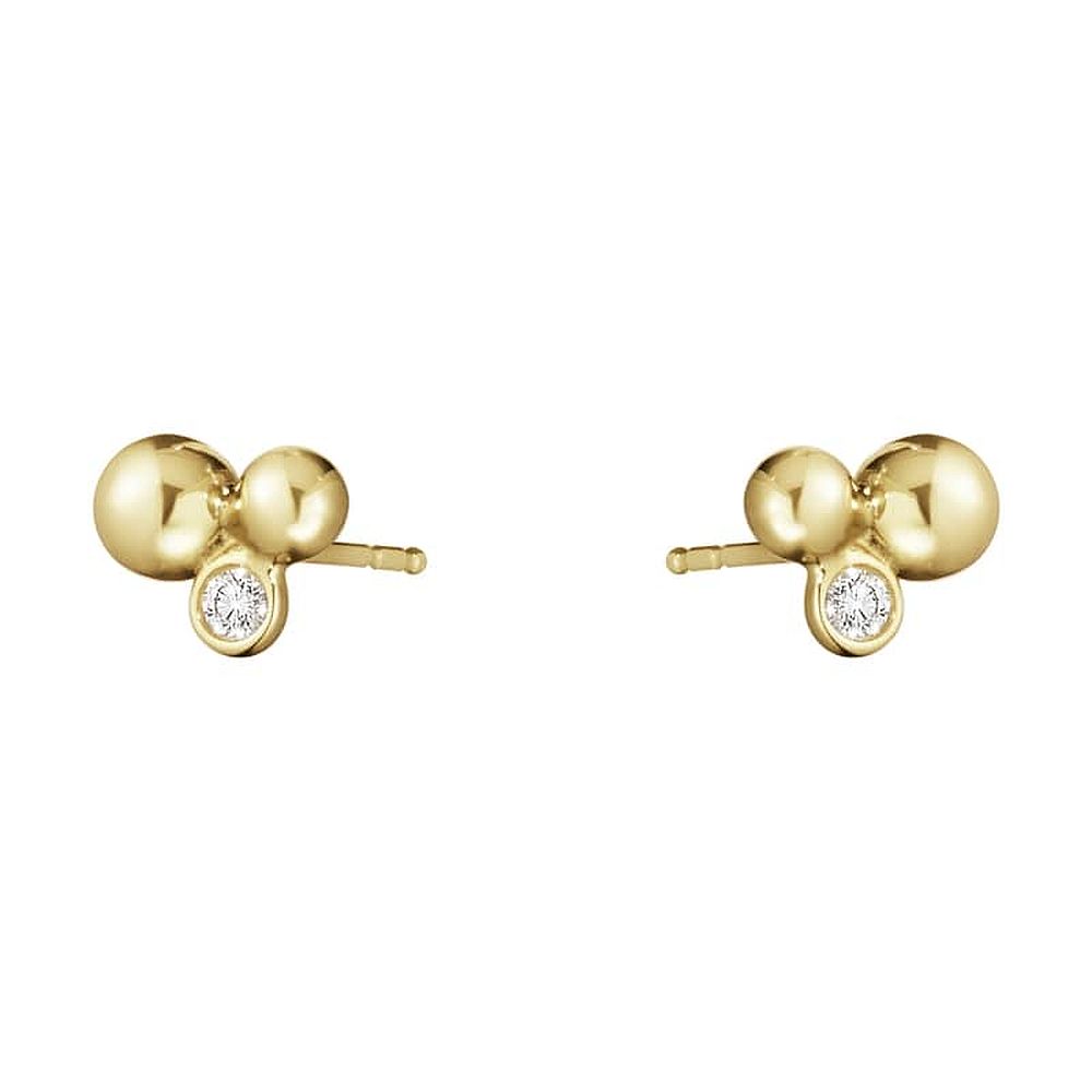 Georg Jensen Grape Earstud 1551D Yellow Gold Diamonds 