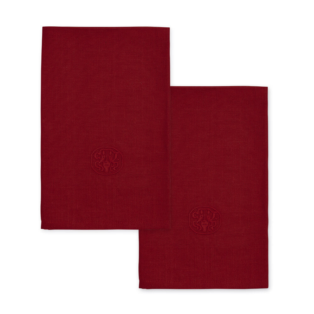 Georg Jensen Damask Plain Linen Napkins, set of 2 in Deep Red