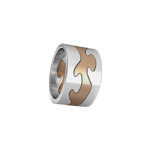 Georg Jensen Fusion ring, 2 end rings white gold, 1 center ring rose gold