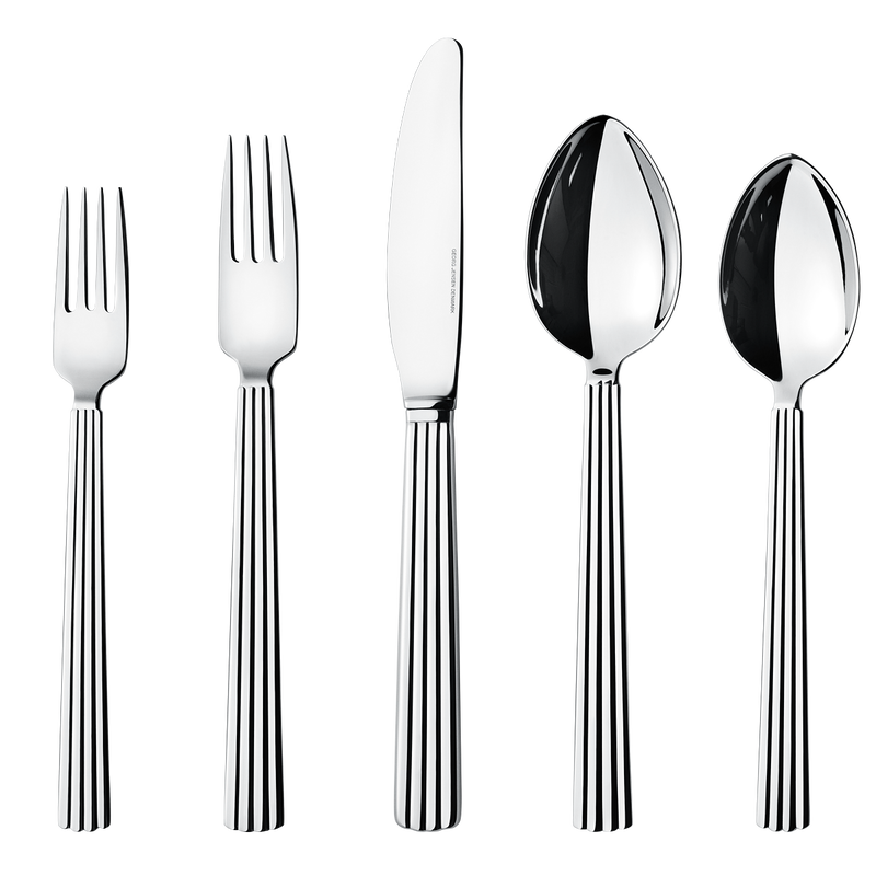 Georg Jensen Bernadotte 5 Pcs Set, (011, 012, 014, 021, 022) in Original Design By Sigvard Bernadotte